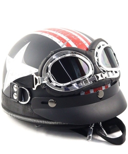 Fashion Motorcycle Helmet with Goggles Backpack B048 BLACK US